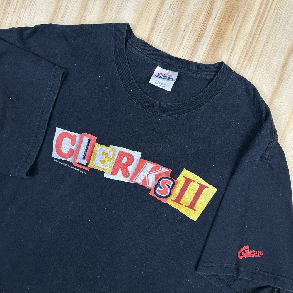 Vintage 2006 Clerks II Movie T‎ Shirt Hanes Heavyweight Large Black Y2K